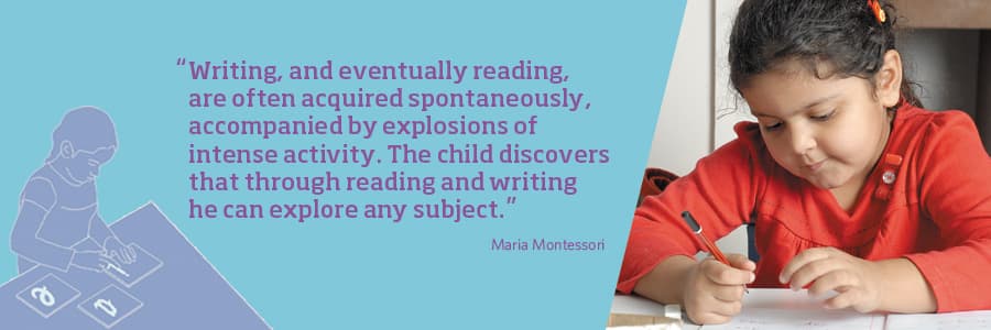 Montessori language materials in use at the magic years