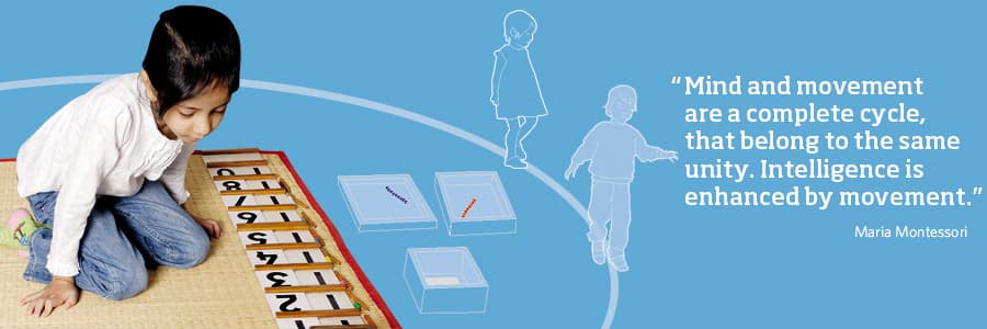 Montessori mathematics materials laid out at the magic years