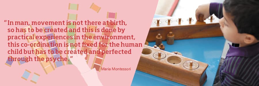 A child working with Montessori sensorial materials at the magic years